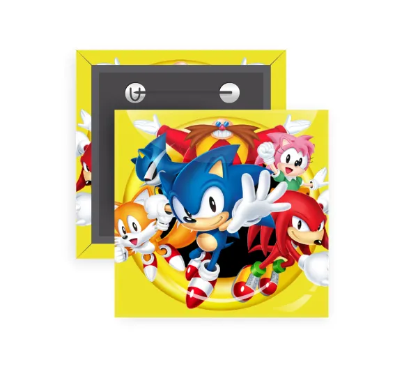 Sonic and friends — Square pin badge, 5x5cm