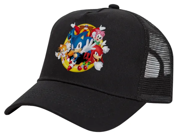 Sonic and friends — Trucker Hat with Mesh, Black, (COTTON, KIDS, UNISEX, ONE SIZE)