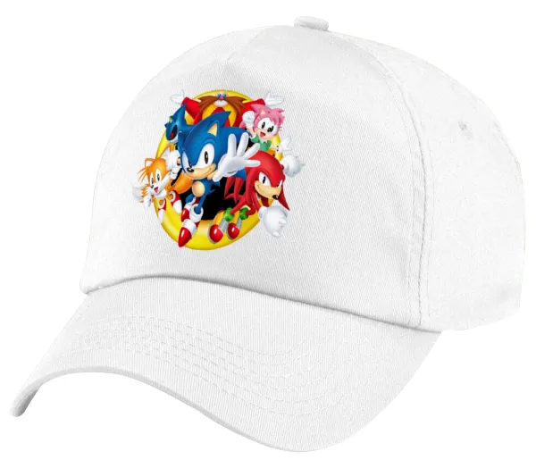 Sonic and friends — Πεντάφυλλο καπέλο Λευκό, 100% Βαμβακερό (Twill), με ρύθμιση, unisex