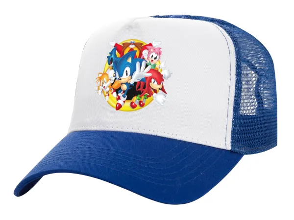 Sonic and friends — Καπέλο Ενηλίκων Structured Trucker, με Δίχτυ, ΛΕΥΚΟ/ΜΠΛΕ (100% ΒΑΜΒΑΚΕΡΟ, ΕΝΗΛΙΚΩΝ, UNISEX, ONE SIZE)