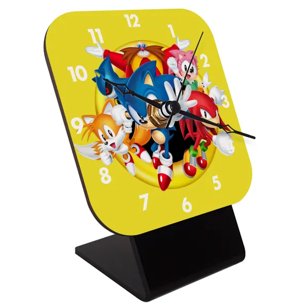 Sonic and friends — Quartz Wooden table clock with hands (10cm)