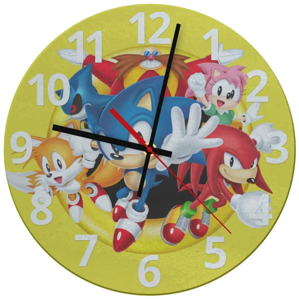 Sonic and friends — Glass wall clock (30cm)
