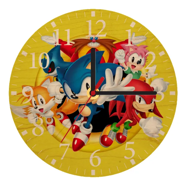 Sonic and friends — Wooden plywood wall clock (20cm)