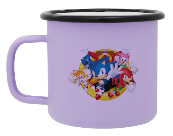 Sonic and friends — Metal enamel mug, matte light pastel purple, 360ml