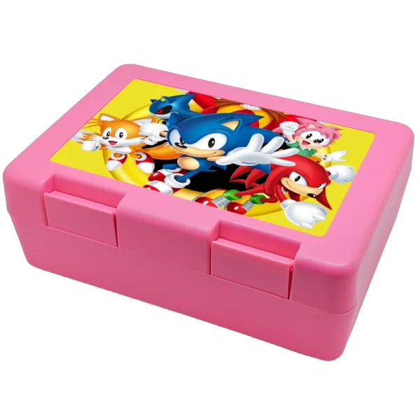 Sonic and friends — Παιδικό δοχείο κολατσιού ΡΟΖ 185x128x65mm (BPA free πλαστικό)