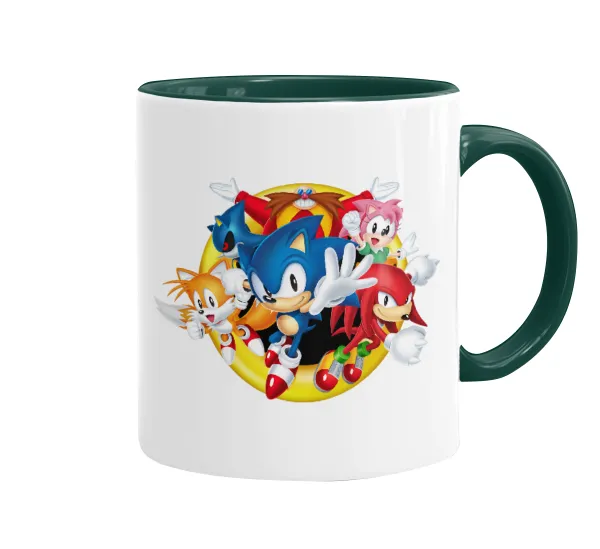 Sonic and friends — Mug colored green, ceramic, 330ml