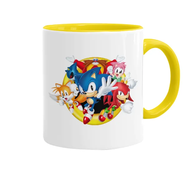 Sonic and friends — Mug colored yellow, ceramic, 330ml