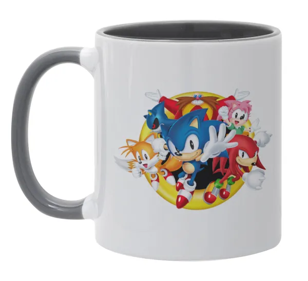 Sonic and friends — Κούπα χρωματιστή γκρι, κεραμική, 330ml