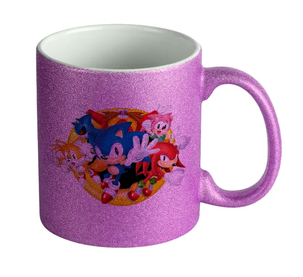 Sonic and friends — Purple glitter mug that sparkles, ceramic, 330ml