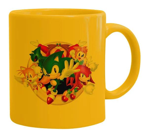 Sonic and friends — Κούπα, κεραμική κίτρινη, 330ml