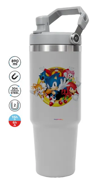 Sonic and friends — GREY Travel Tumbler with Handle 890ml