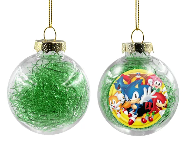 Sonic and friends — Transparent Christmas tree ball ornament with green filling 8cm