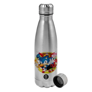 Sonic and friends, Metallic water bottle, stainless steel, 750ml