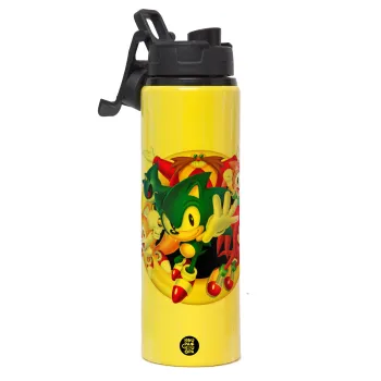 Sonic and friends, Metallic water bottle with safety lid, 850ml aluminum