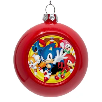 Sonic and friends, Στολίδι Χριστουγεννιάτικη μπάλα δένδρου Κόκκινη 8cm