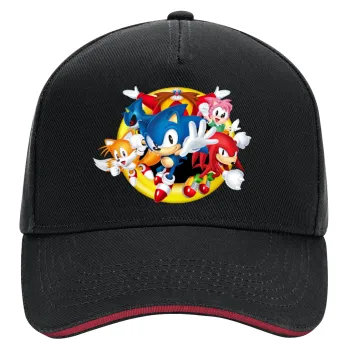 Sonic and friends, DRILL Adult Ultimate Hat BLACK/RED, (100% COTTON, ADULT, UNISEX, ONE SIZE)