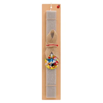Sonic and friends, Easter Set, wooden keychain & scented Easter candle flat (30cm) (GRAY)