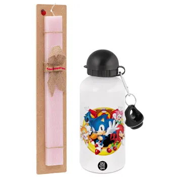 Sonic and friends, Easter Set, metallic aluminum bottle (500ml) & aromatic flat Easter candle (30cm) (PINK)