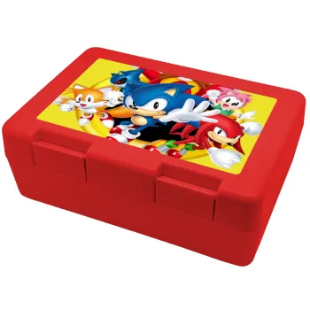 Sonic and friends, Παιδικό δοχείο κολατσιού ΚΟΚΚΙΝΟ 185x128x65mm (BPA free πλαστικό)