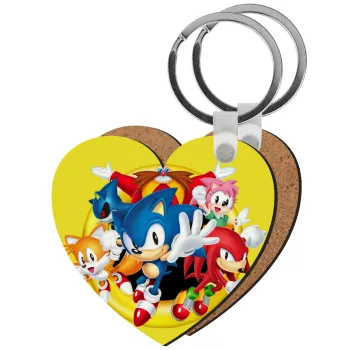 Sonic and friends, Μπρελόκ Ξύλινο καρδιά MDF