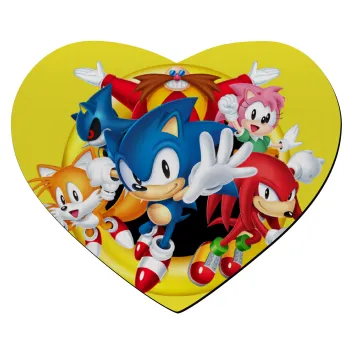 Sonic and friends, Mousepad heart 23x20cm