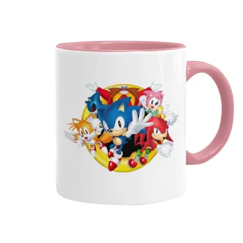 Sonic and friends, Mug colored pink, ceramic, 330ml