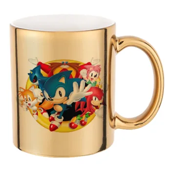 Sonic and friends, Κούπα κεραμική, χρυσή καθρέπτης, 330ml