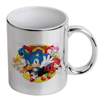 Sonic and friends, Κούπα κεραμική, ασημένια καθρέπτης, 330ml