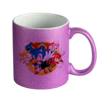 Sonic and friends, Κούπα Μωβ Glitter που γυαλίζει, κεραμική, 330ml