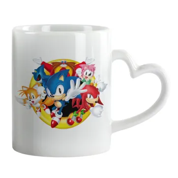 Sonic and friends, Mug heart handle, ceramic, 330ml