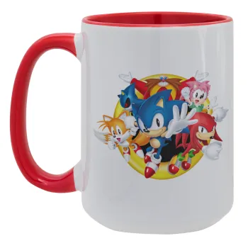 Sonic and friends, Κούπα Mega 15oz, κεραμική Κόκκινη, 450ml
