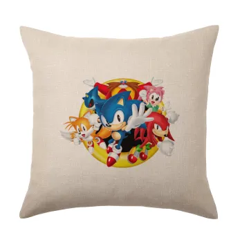 Sonic and friends, Μαξιλάρι καναπέ ΛΙΝΟ 40x40cm περιέχεται το  γέμισμα