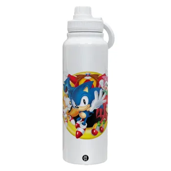 Sonic and friends, Θερμός 1L Ανοξείδωτο με Βάση Κινητού & Διπλά Τοιχώματα
