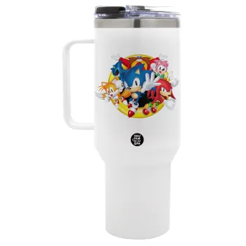 Sonic and friends, Mega Tumbler με καπάκι, διπλού τοιχώματος (θερμό) 1,2L
