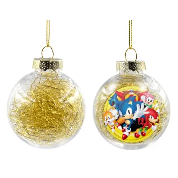 Sonic and friends, Στολίδι Χριστουγεννιάτικη μπάλα δένδρου διάφανη με χρυσό γέμισμα 8cm
