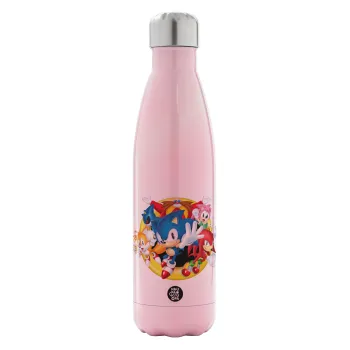 Sonic and friends, Metal mug thermos Pink Iridiscent (Stainless steel), double wall, 500ml