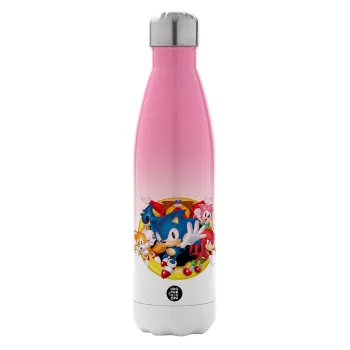Sonic and friends, Metal mug thermos Pink/White (Stainless steel), double wall, 500ml