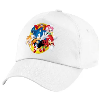 Sonic and friends, Καπέλο παιδικό Baseball, 100% Βαμβακερό Twill, Λευκό (ΒΑΜΒΑΚΕΡΟ, ΠΑΙΔΙΚΟ, UNISEX, ONE SIZE)