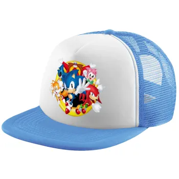 Sonic and friends, Child's Soft Trucker Hat with Blue/White Mesh (POLYESTER, CHILD, ONE SIZE)