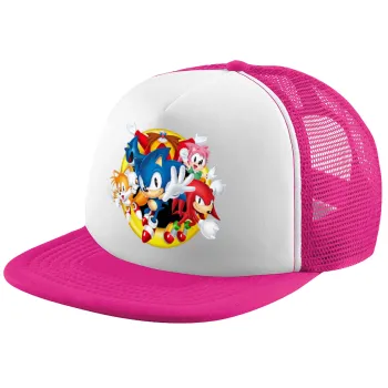 Sonic and friends, Child's Soft Trucker Hat with Pink/White Mesh (POLYESTER, CHILD, ONE SIZE)