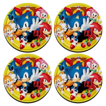 Sonic and friends, ΣΕΤ 4 Σουβέρ ξύλινα στρογγυλά (9cm)
