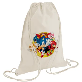 Sonic and friends, Τσάντα πλάτης πουγκί GYMBAG natural (28x40cm)
