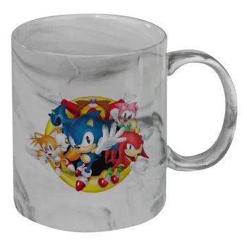 Sonic and friends, Κούπα κεραμική, marble style (μάρμαρο), 330ml