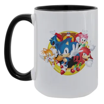 Sonic and friends, Κούπα Mega 15oz, κεραμική Μαύρη, 450ml