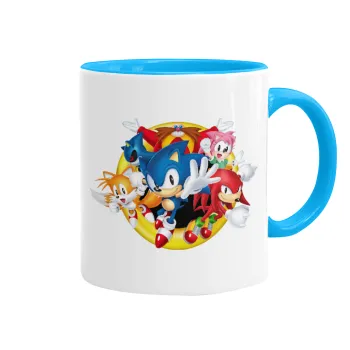 Sonic and friends, Κούπα χρωματιστή γαλάζια, κεραμική, 330ml