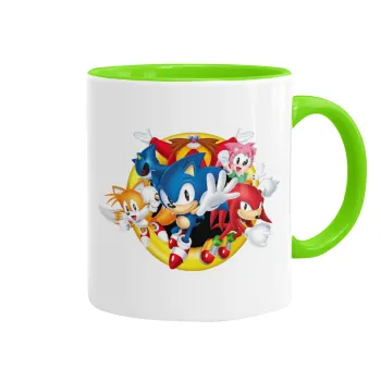 Sonic and friends, Κούπα χρωματιστή βεραμάν, κεραμική, 330ml