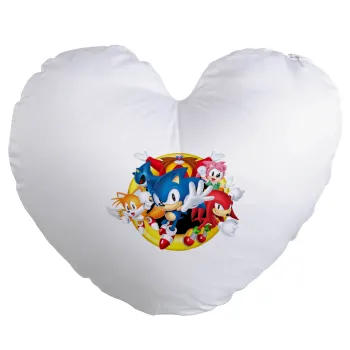 Sonic and friends, Μαξιλάρι καναπέ καρδιά 40x40cm περιέχεται το  γέμισμα