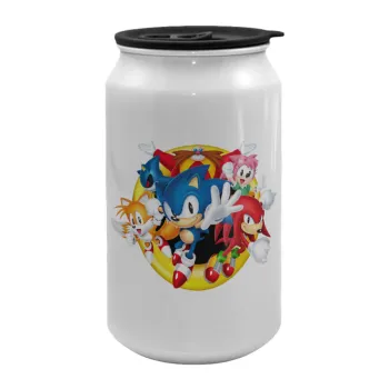 Sonic and friends, Κούπα ταξιδιού μεταλλική με καπάκι (tin-can) 500ml