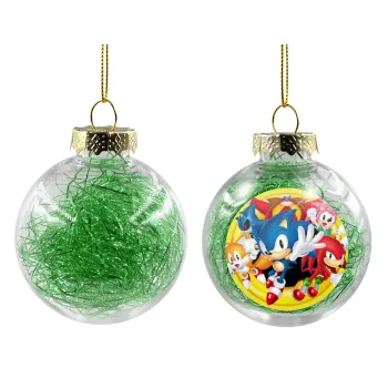 Sonic and friends, Transparent Christmas tree ball ornament with green filling 8cm