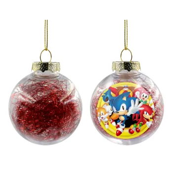 Sonic and friends, Στολίδι Χριστουγεννιάτικη μπάλα δένδρου διάφανη με κόκκινο γέμισμα 8cm